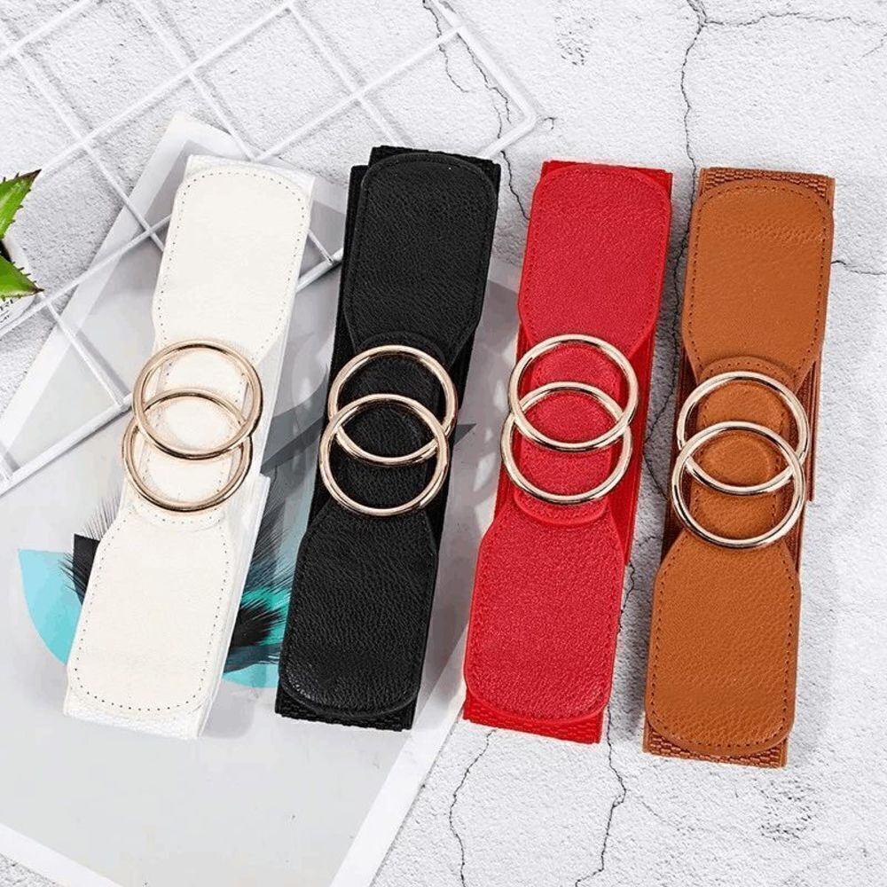 Ladies Brown Double Circle Stretch Belt - Picture 6 of 7